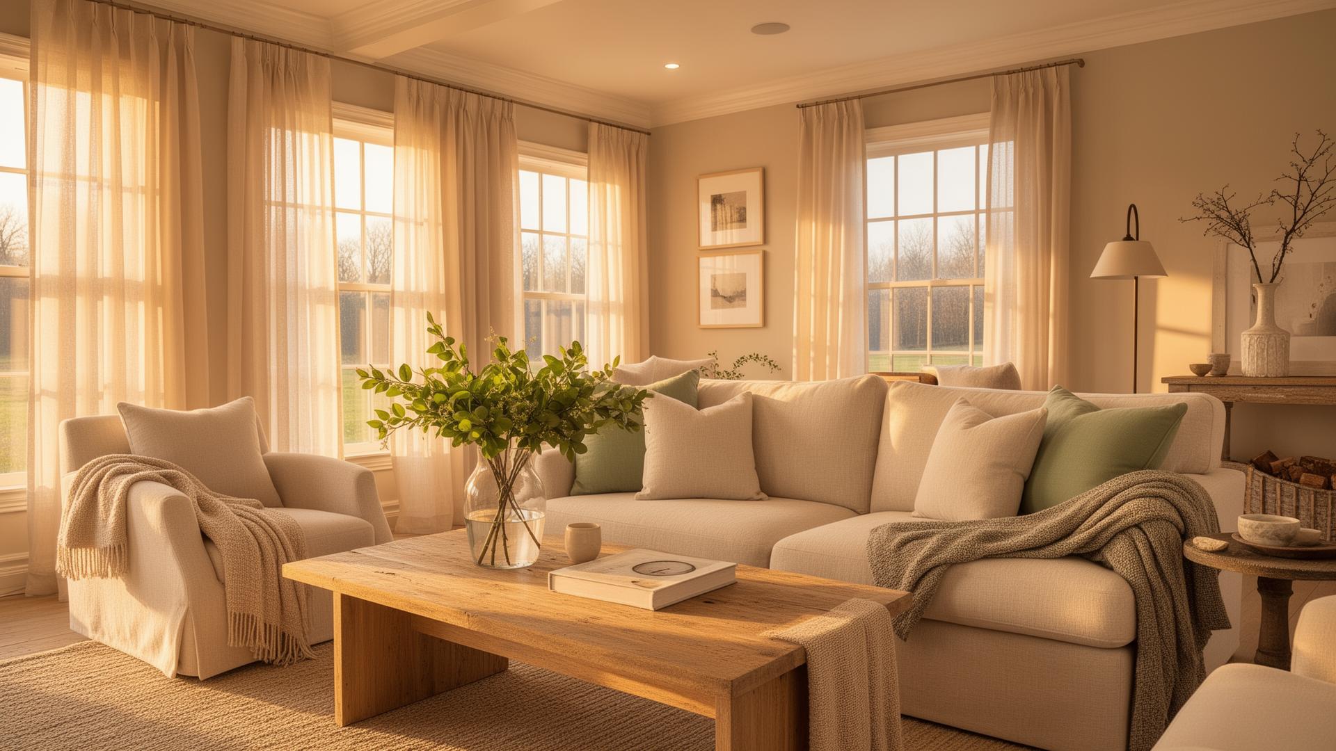 Warm, beautifully styled living room
